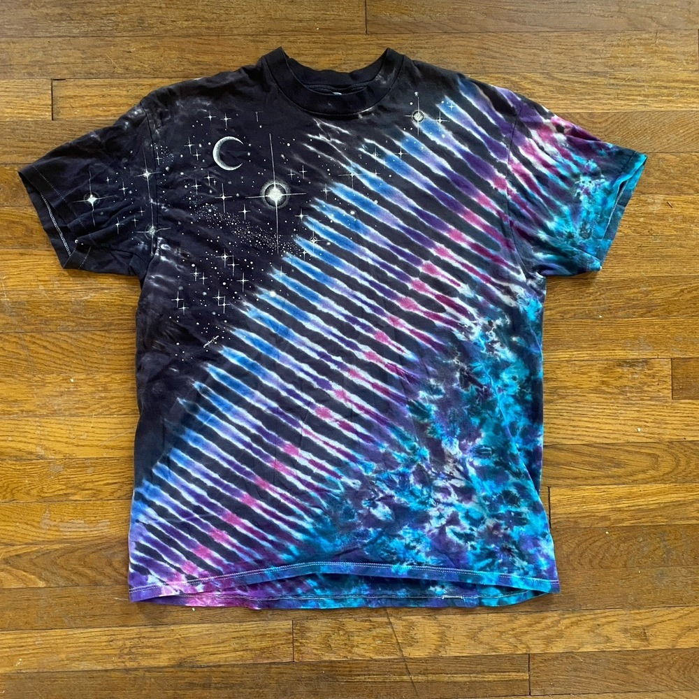 Vintage Cosmic Night Sky Tie Dye Shirt Stedman Hi-Cru Tag 80s 90s XL Dark Star
